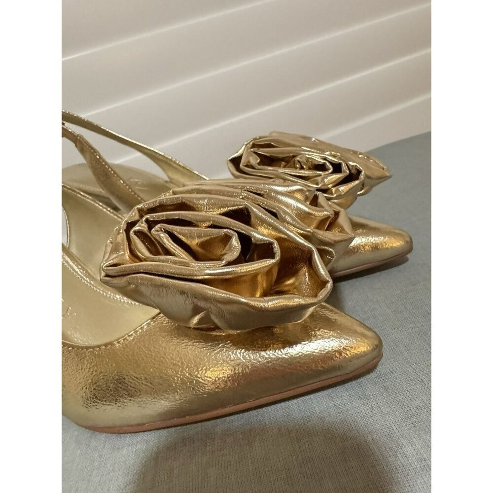 Katy Perry The Laterr Slingback High Flower Gold Heels Size 8 - Picture 8 of 11